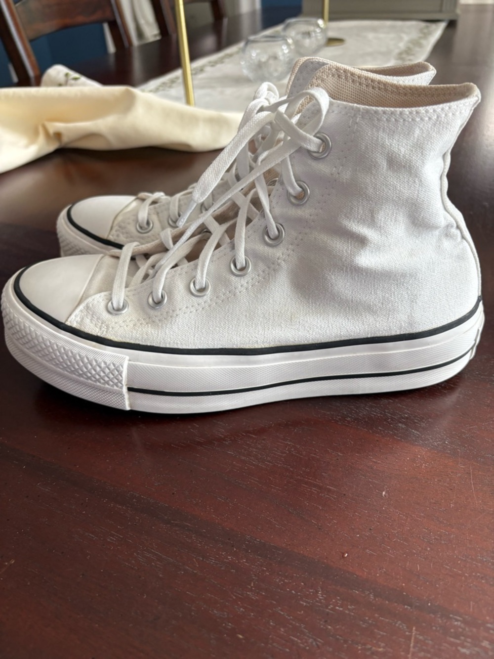 Converse White High-Top Platform Sneakers - Picture 10 of 11